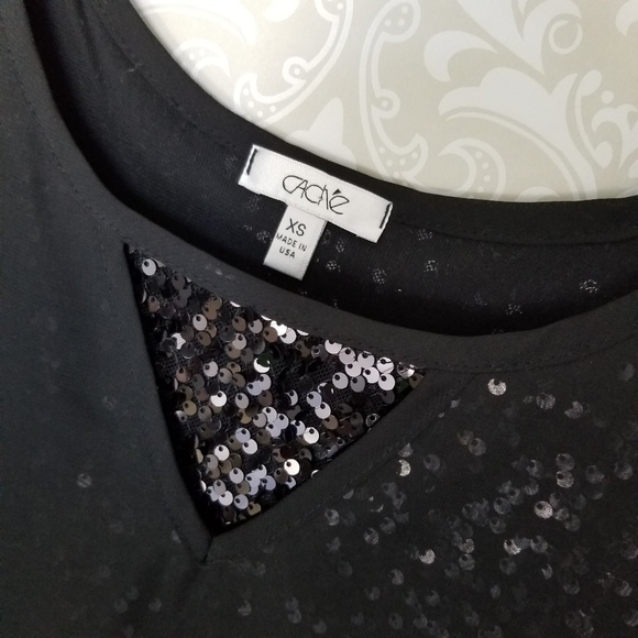 Cache black sequined sleeveless top sz XS - Picture 2 of 5